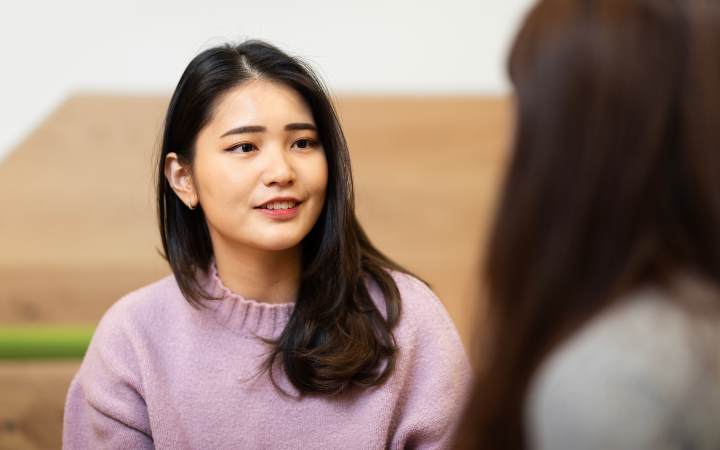 Female student looking off camera