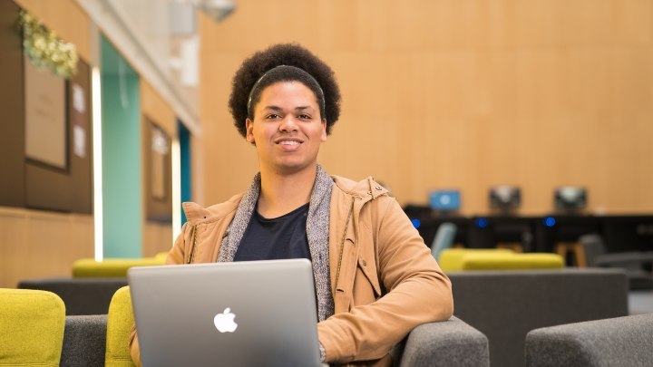 Woman sat at computer